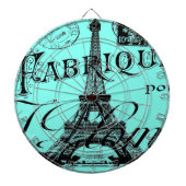 Türkis Aqua aquamarin Scripte Paris Eiffel Tower Dartscheibe (vorne)