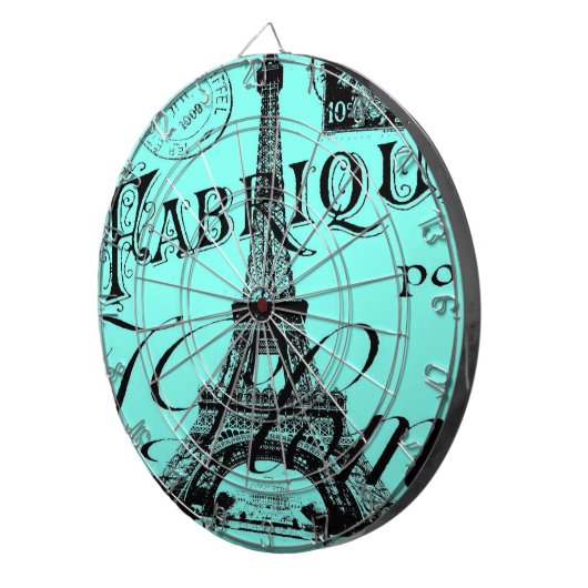 Türkis Aqua aquamarin Scripte Paris Eiffel Tower Dartscheibe (Vorderseite rechts)