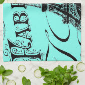 Türkis Aqua aquamarin Scripte Paris Eiffel Tower Geschirrtuch (Gefaltet)