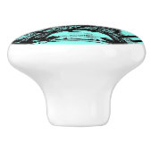 Türkis Aqua aquamarin Scripte Paris Eiffel Tower Keramikknauf (Seitenansicht)