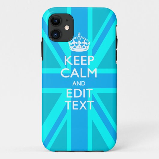 Türkis Aqua Behalte Ruhe und Ihren Text Union Jack Case-Mate iPhone Hülle (Rückseite)