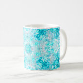 Türkis Aqua Blauer Blumenmuster Kaffeetasse (VorderseiteRechts)