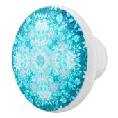 Türkis Aqua Blauer Blumenmuster Keramikknauf (Rechts)