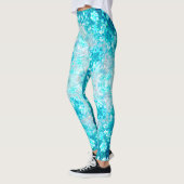 Türkis Aqua Blauer Blumenmuster Leggings (Links)