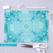 Türkis Aqua Blauer Blumenmuster Seidenpapier (Handwerk)