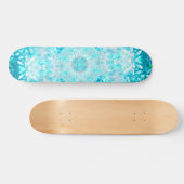 Türkis Aqua Blauer Blumenmuster Skateboard (Horizontal)