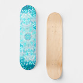 Türkis Aqua Blauer Blumenmuster Skateboard (Vorderseite)