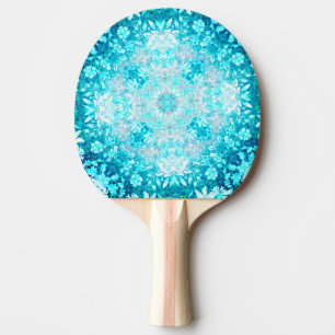 Türkis Aqua Blauer Blumenmuster Tischtennis Schläger