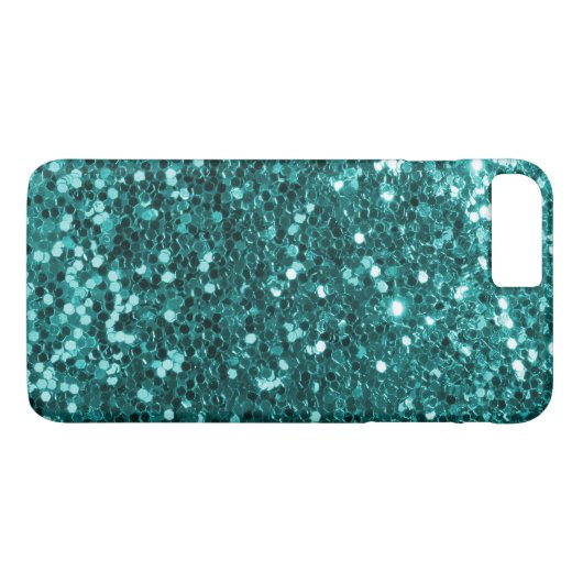 Türkis-Aqua-blauer Imitat-Glitzer-Schein-Druck Case-Mate iPhone Hülle (Rückseite (Horizontal))