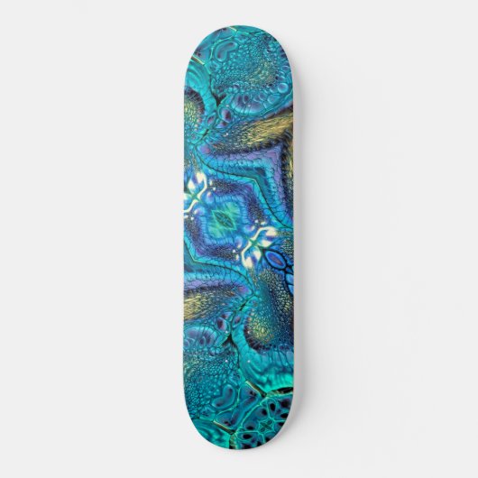 Türkis Aqua Blue Dragon Skin Abstrakt Skateboard (Vorderseite)