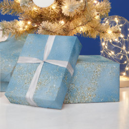 Türkis Aqua Blue Glam Gold Glitzer      Geschenkpapier