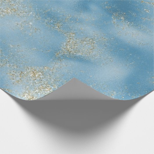 Türkis Aqua Blue Glam Gold Glitzer Geschenkpapier (Ecke)