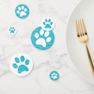 Türkis Aqua Blue Glitzer Paw Drucktisch Konfetti