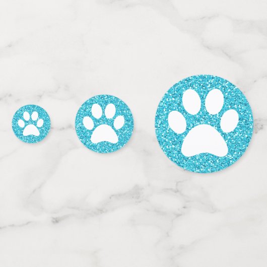 Türkis Aqua Blue Glitzer Paw Drucktisch Konfetti (Vorderseiten)