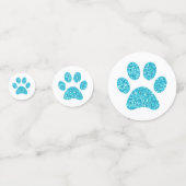 Türkis Aqua Blue Glitzer Paw Drucktisch Konfetti (Rückseiten)