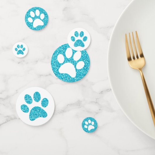 Türkis Aqua Blue Glitzer Paw Drucktisch Konfetti (Gruppe)