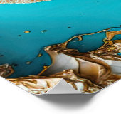 Türkis Aqua Blue Gold Gemstone Akrylus Art Poster (Ecke)