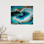 Türkis Aqua Blue Gold Gemstone Akrylus Art Poster (Küche)