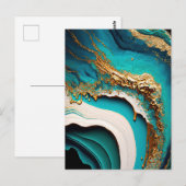 Türkis Aqua Blue Gold Gemstone Akrylus Art Postkarte (Vorne/Hinten)