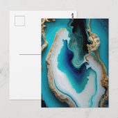 Türkis Aqua Blue Gold Gemstone Akrylus Art Postkarte (Vorne/Hinten)