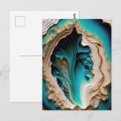 Türkis Aqua Blue Gold Gemstone Akrylus Art Postkarte (Vorne/Hinten)