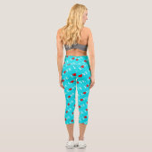 Türkis Aqua Blue Liebe Moderne Elegant Stilvoll Capri Leggings (Rückseite)