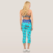Türkis Aqua Blue Liebe Moderne Elegant Stilvoll Capri Leggings (Rückseite)