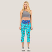 Türkis Aqua Blue Liebe Moderne Elegant Stilvoll Capri Leggings (Vorderseite)