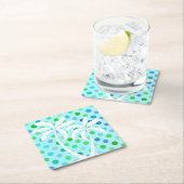 Türkis Aqua Blue Lime Green Punkts Muster Rechteckiger Pappuntersetzer (Vor Ort)