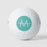 Türkis Aqua Blue Modern Monogram Name