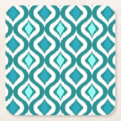 Türkis Aqua Blue Retro Chic Ikat Droptern Muster Rechteckiger Pappuntersetzer (Vorderseite)
