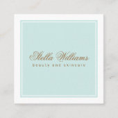 Türkis Aqua Blue Schönheitspflege minimalistisch Quadratische Visitenkarte (Vorderseite)