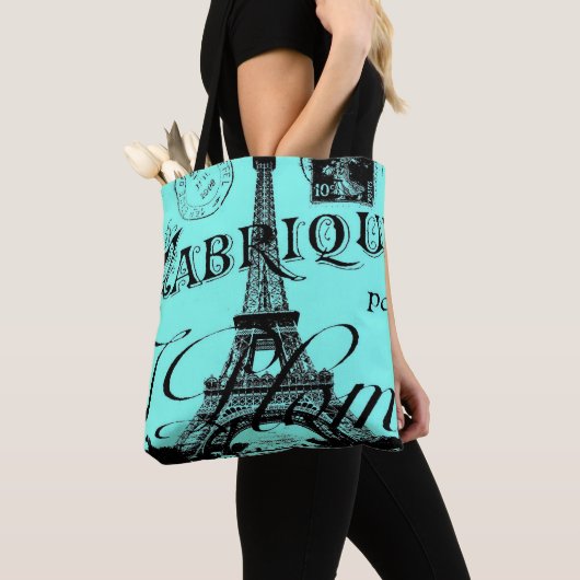 Türkis-Aqua-Blue Skripte Paris Eiffel Tower Tasche (Von Nahem)