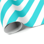 Türkis Aqua Blue Wide Strip Holiday Geschenkpapier (Rolleneckpunkt)