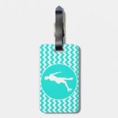 Türkis, Aqua Color Zickzack; Abbildung Skaten Gepäckanhänger (Rückseite vertikal)
