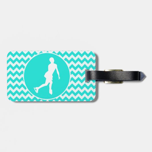 Türkis, Aqua Color Zickzack; Abbildung Skaten Gepäckanhänger (Rückseite horizontal)