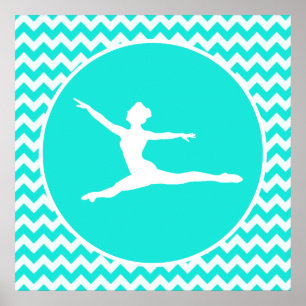 Türkis, Aqua Color Zickzack; Ballett Poster