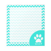 Türkis, Aqua Color Zickzack; Paw Print Notizblock (Vorderseite)