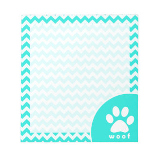 Türkis, Aqua Color Zickzack; Paw Print Notizblock