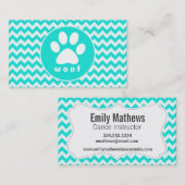 Türkis, Aqua Color Zickzack; Paw Print Visitenkarte (Vorne/Hinten)