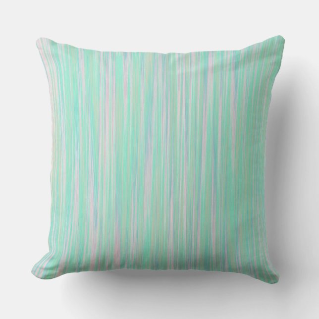 Türkis-Aqua-Farbe Stripes Kissen im Freien20x20 (Vorderseite)