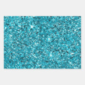 Türkis Aqua Glam Glitzer Geschenkpapier Set (Vorderseite 3)
