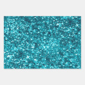 Türkis Aqua Glam Glitzer Geschenkpapier Set (Vorderseite 2)