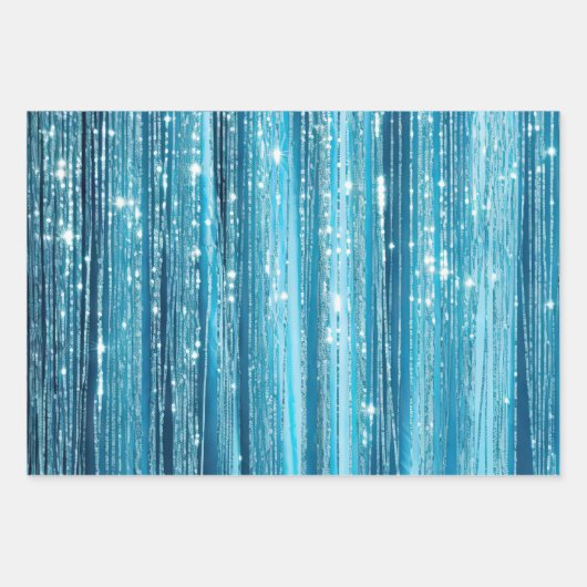 Türkis Aqua Glam Glitzer Geschenkpapier Set (Vorderseite)