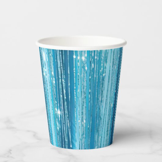 Türkis Aqua Glam Glitzer Pappbecher (Rückseite)