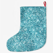 Türkis Aqua Glitz Glitzer Unicorn Großer Weihnachtsstrumpf (Rückseite)