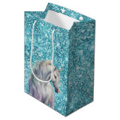 Türkis Aqua Glitz Glitzer Unicorn Mittlere Geschenktüte