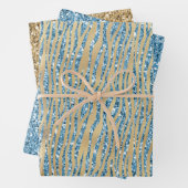 Türkis Aqua Glitzer Gold Sparkle Zebra Print Geschenkpapier Set (Beispiel)
