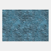 Türkis Aqua Glitzer Zebra Print Geschenkpapier Set (Vorderseite 3)