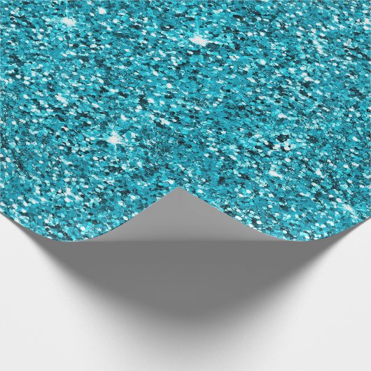 Türkis Aqua Glitzy Sparkle Glitzer Geschenkpapier (Ecke)